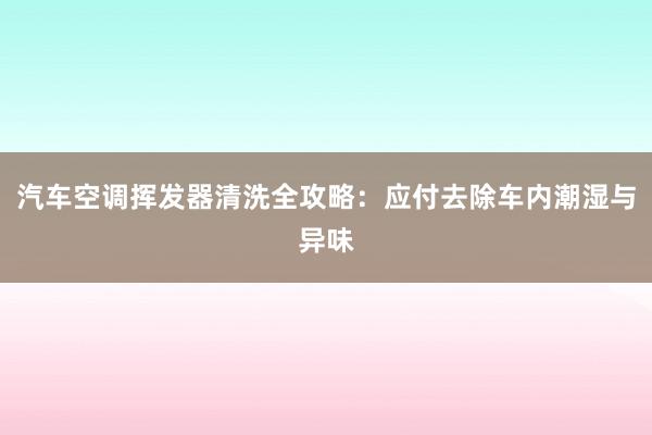 汽车空调挥发器清洗全攻略：应付去除车内潮湿与异味